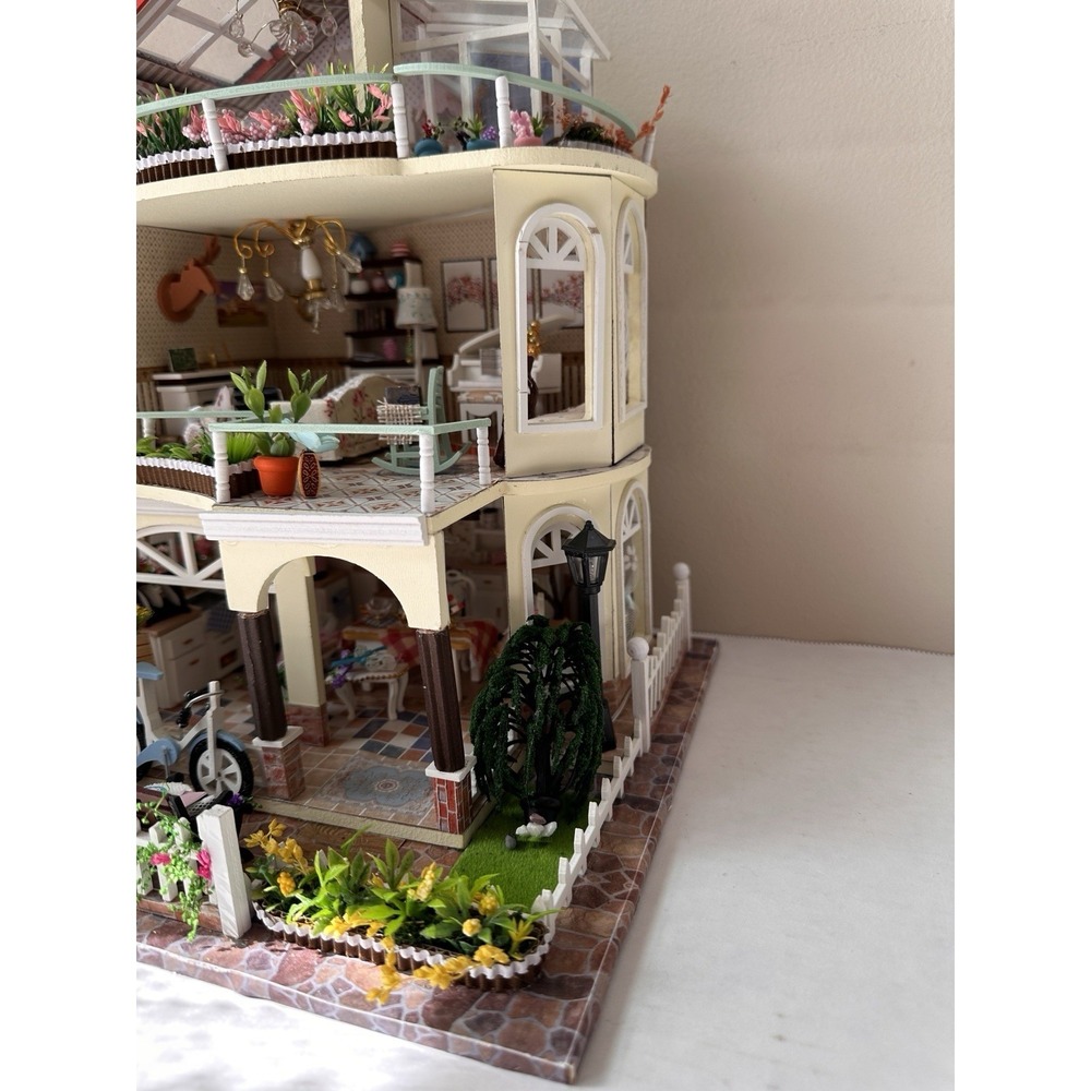 Built DIY Miniature Dollhouse Countryside Estate 3-Story Villa Model Light Up - Picture 8 of 16